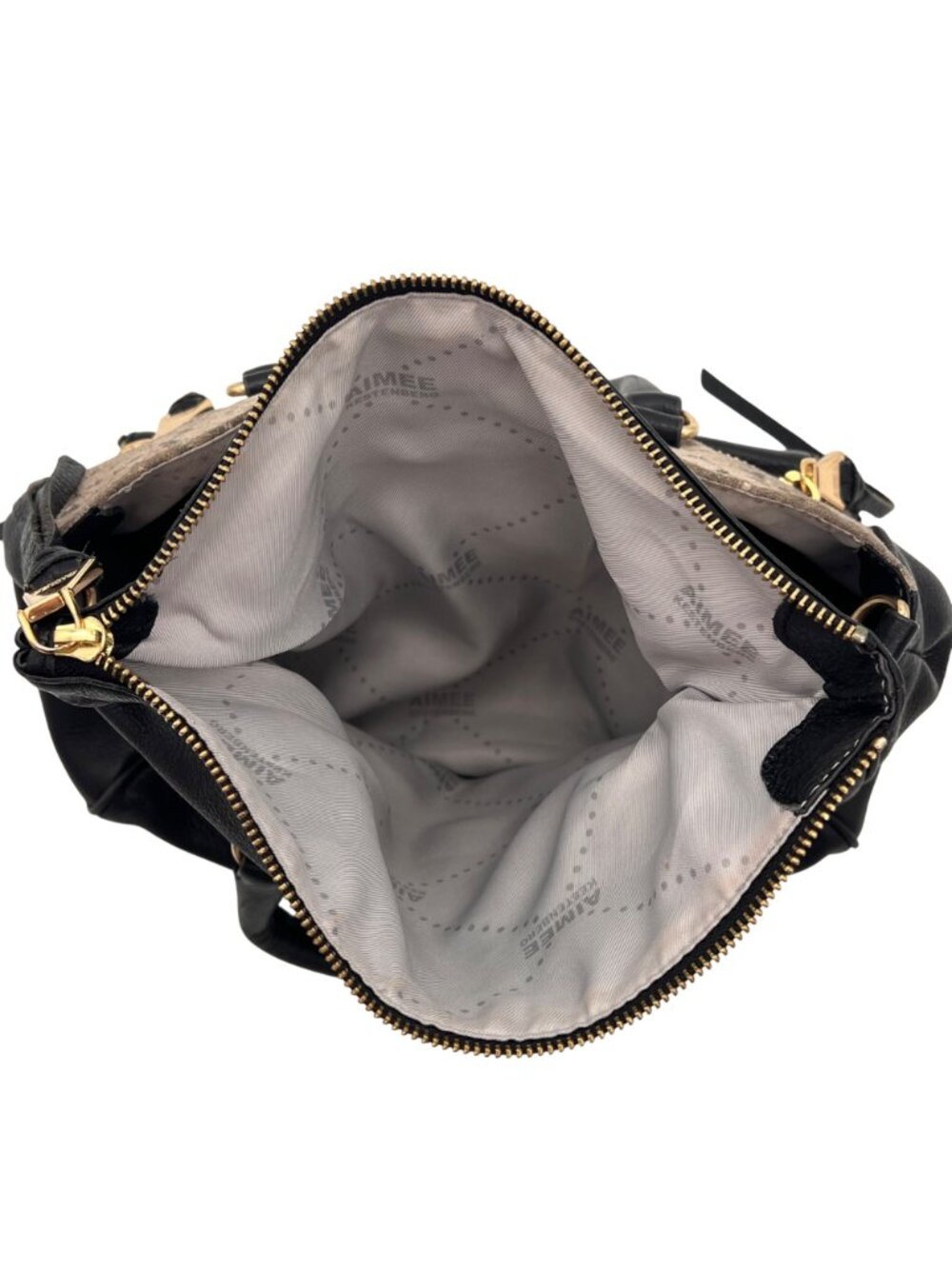 Aimee Kestenberg Snake Print & Black Leather Bag Purse 10 Zippered Compartments - Picture 12 of 16